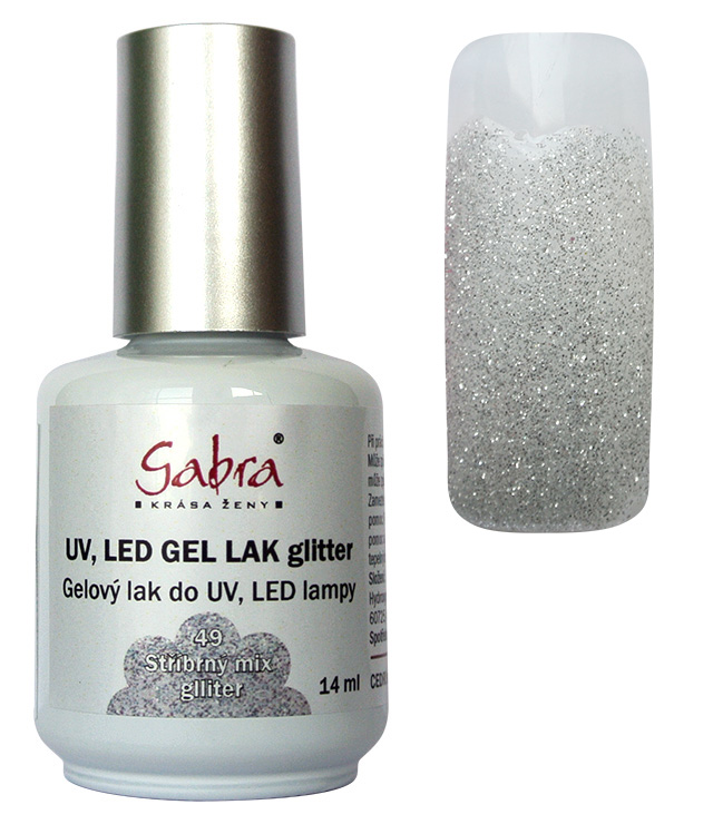 UV gel lak GABRA 49 stříbrný mix glitter 14 ml | NEHTOVÁ MODELÁŽ - Gel laky UV gel lak GABRA 49 stříbrný mix glitter 14 ml | NEHTOVÁ MODELÁŽ - Gel laky